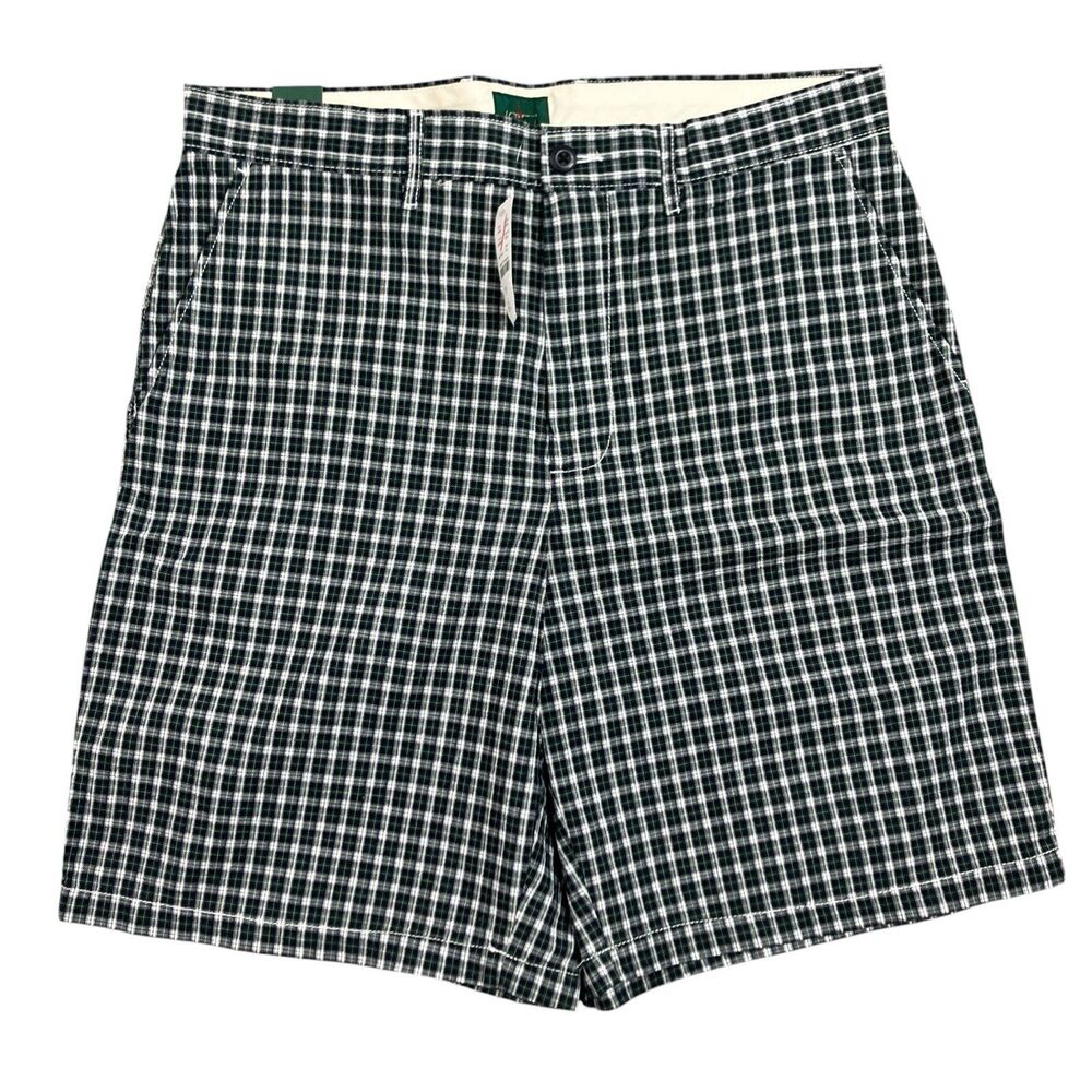 J Crew Shorts Mens 33 Green Plaid Seersucker Cotton 9 Inseam‎ Relaxed Fit CM202